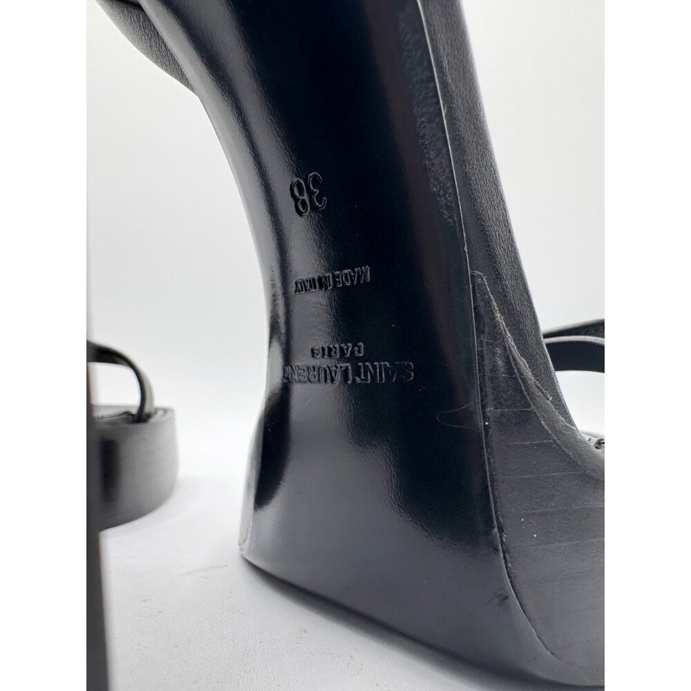 Saint Laurent Carine Black Leather Buckle Platform Sandal in Nero EU 38 - Picture 10 of 13